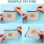 2 Pcs Birth Control Pill Packet, 4.7 x 3.6 Inch Canvas Wallet Pill Holder Sleeve Pouch with Zipper for Card Organizer, Pocket Pouch Wallet for Women Privacy Protection