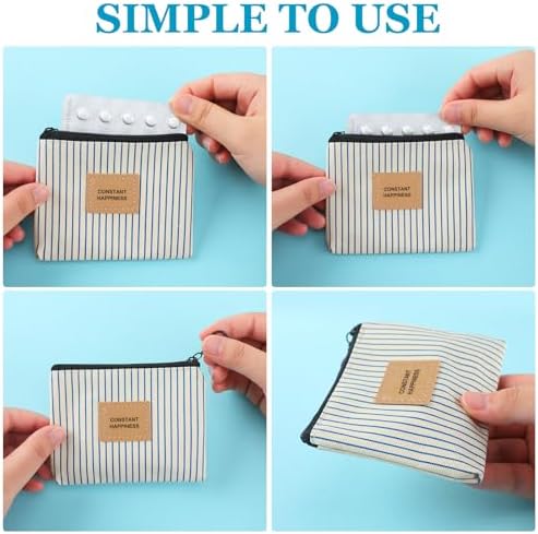 2 Pcs Birth Control Pill Packet, 4.7 x 3.6 Inch Canvas Wallet Pill Holder Sleeve Pouch with Zipper for Card Organizer, Pocket Pouch Wallet for Women Privacy Protection