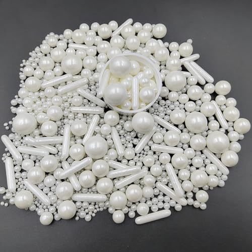 Edible Sprinkles White Pearl Sugar Candy Mix Size Baking Cake Decorations Cupcake Toppers Cookie Decorating Wedding Shower Party Valentine Halloween Christmas Supplies 100g/3.53oz