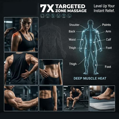 16-Head Deep Tissue Body Massager with Heat, 3 Modes & 30 Intensities, Multi-Head Back Massager for Full Body Relief, Quiet Percussion Massager for Back, Neck, Legs, Waist,1800mAh Battery