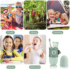 Pwsap Toothbrush Travel Case, Removable and Portable 3 in 1 Toothbrush Holder Cup, Use for Travel, Hiking,Camping, School, Bathroom, Cute and Playful Submarine Styling for Kids and Teens (Green