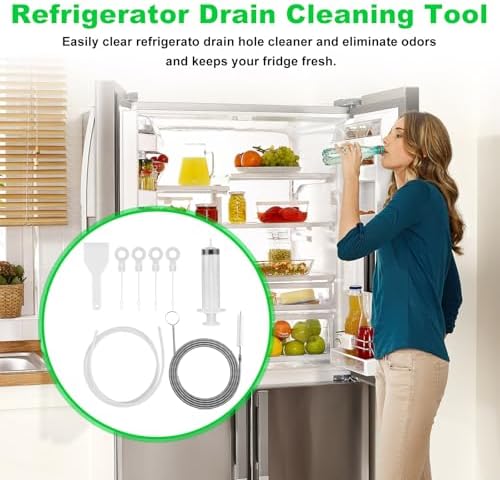 8 PCS Refrigerator Drain Cleaning Tool - Fridge Water Line Cleaner Kit with Long Tube Brush Cleaner, Water Dispenser Cleaning Kit