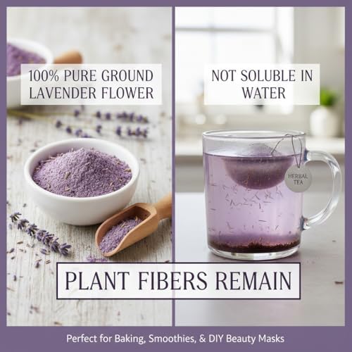 Culinary Grade Lavender Powder (17.6 oz) - 100% Pure Ultra-Fine Lavender Flower Powder for Baking, Tea & Lattes - Edible Aromatic Herb for Soap Making & DIY Beauty - 500g
