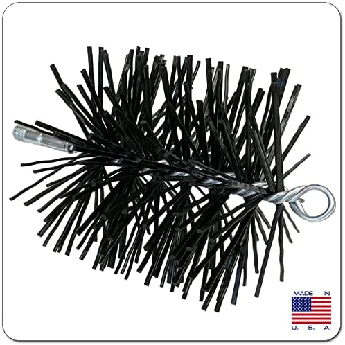Midwest Hearth Poly Chimney Cleaning Brush, Round Polypropylene Bristles, Galvanized Steel Stem, 1/4" NPSM Fitting for Fiberglass Rod Kits, Made in USA – 8-Inch Round