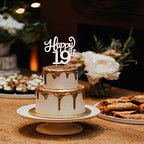 LASKYER Happy 19th Birthday Decorations,19th Birthday Rose Gold Rhinestone Cake Topper - Cheers to Nineteen Years Old Bday Party Metal Sparkly Cake Centerpieces Sign.