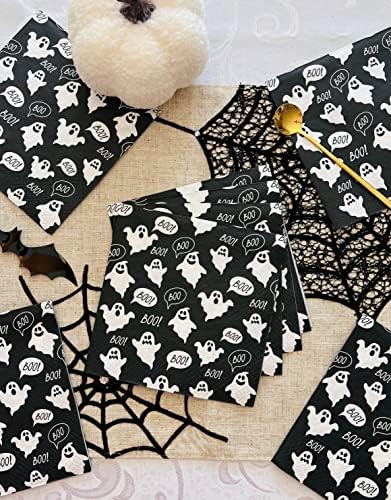 AM Décor - 20 Count Soft 3-Ply Tissue Decoupage Luncheon Paper Napkins -13" x 13" (Unfolded), Boo Halloween
