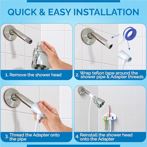 Oral Irrigator Shower Dental Care System | Advanced Shower Water Flosser for Healthy Gums and Teeth | Shower Flosser | Dental Water Flosser for Superior Dental Hygiene at Home | Made in U.S.A.