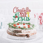 Christmas is All About Jesus Cake Topper, Merry Christmas, Happy Birthday Jesus, Xmas Christian Jesus Holiday Party Decorations