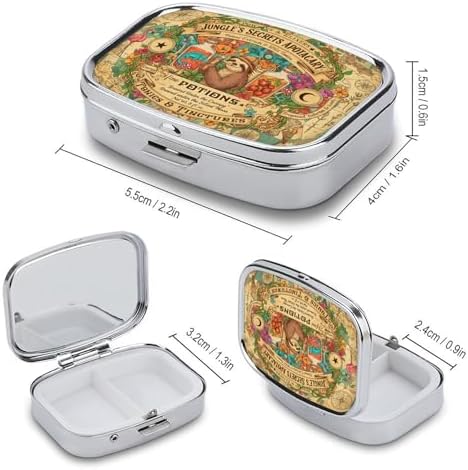 Metal 2 Compartment Pill Organizer Travel Friendly Portable Compact Pill Box Cute Pill Case,for Pocket Wallets Daily Portable Medicine Vitamin Tablet Storage (Cute Sloth)