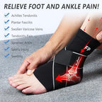 Ankle Support Brace for Women Men, 1 Pair Achilles Tendonitis Brace for Plantar Fasciitis Relief, Copper Infused Ankle Compression Sleeve with Adjustable Strap, Support for Sprained Ankle, Day&Night, Black, M