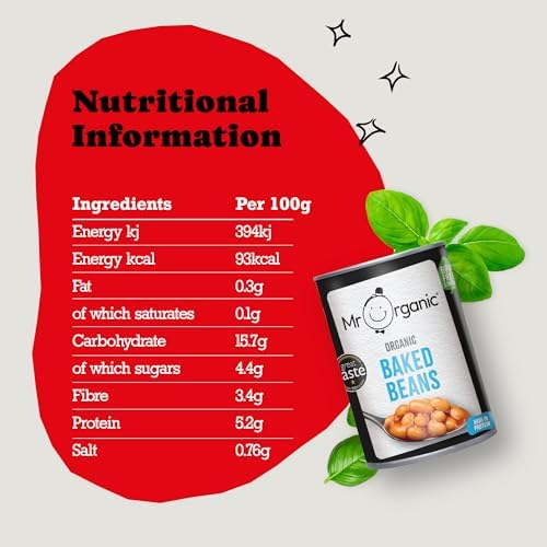 Mr Organic - Baked Beans - Certified Organic and Vegan - Baked Beans in a BPA-Free Tin