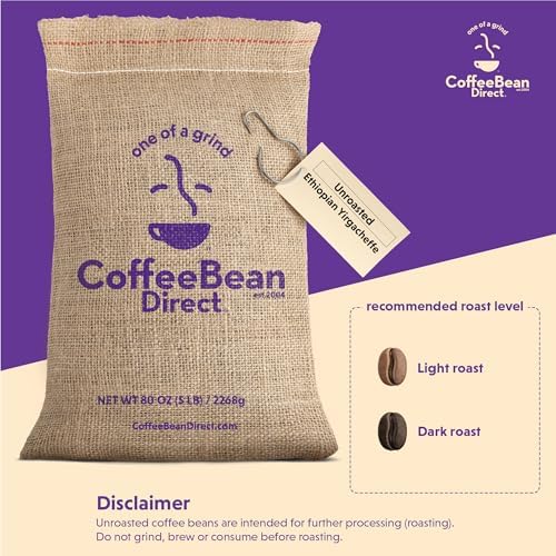 Coffee Bean Direct Unroasted Ethiopian Yirgacheffe, 5 Pound (Pack of 1)