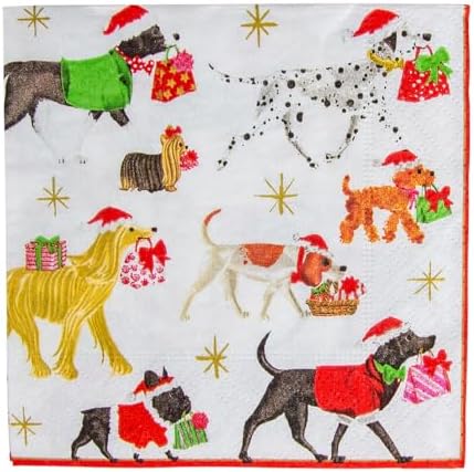 Entertaining with Caspari Christmas Delivery Cocktail Napkins, White