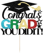 Congrats grad you did it Cake Topper,2025 Graduation Cake Topper,Congrats Grad Decorations,2025 High School/College/University Graduation Party Decoration Supplies.(black)
