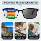Men's Progressive Multifocal Sunglasses, No-Line Sun Readers UV400, TR90 Lightweight Frame for Driving & Outdoor