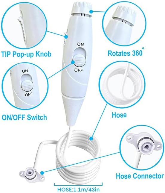 Oral Hygiene Accessories Replacement Hose and Handle Parts Compatible with Waterpik' Water flosser WP-100 WP-300 WP-660 WP-900, Pack of 1 Handle Hose