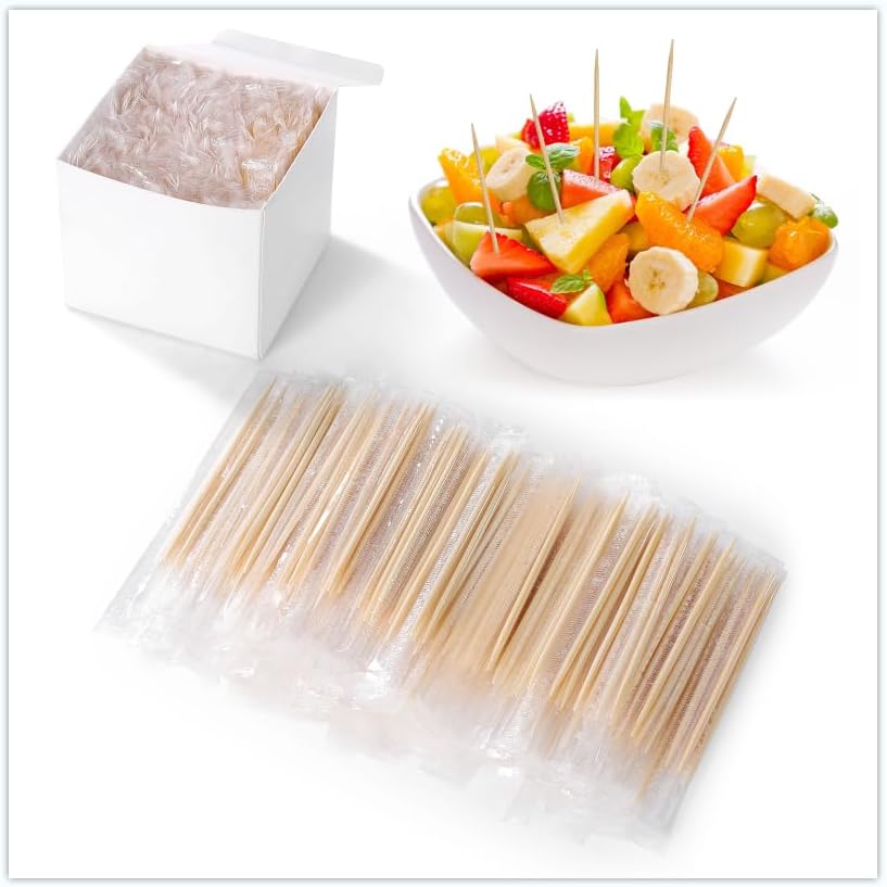 [1500 Pcs] Individually Wrapped Toothpicks - 2.5 Inch Disposable Wooden Tooth Picks Bulk for Appetizers,BBQ,Food,Fruit,Cocktail, Party Picks Charcuterie Boards Accessories