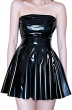 ABWL Black Latex Dresses for Women,Handmade Rubber Sleeveless Dress with Back Zipper,for Cosplay Club Costume