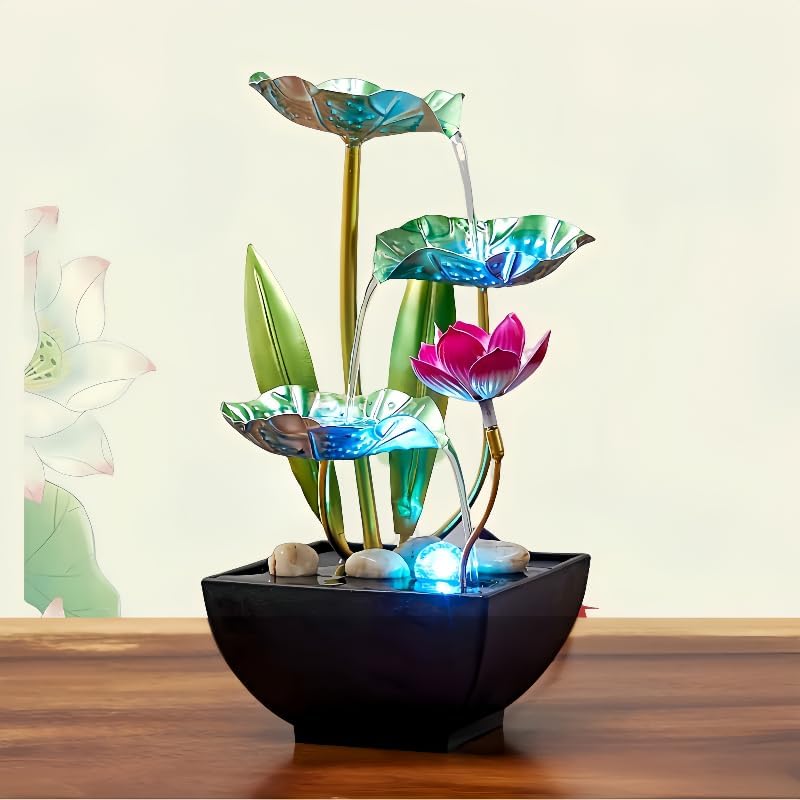 Generic Waterfall Pendulum with Lights Small Fountain Indoor Decompression Office Living Room Home Decor Art Country Style