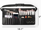 Artist Professional Portable Makeup Brush Waist Bag Case Foldable Fibre Cloth Cosmetic Brush Pouch Holder Multi Pockets with Belt Strap Bag (Brushes Not Included)