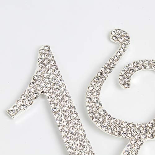 Bling Crystal Rhinestone 18 Birthday Cake Topper - Best Keepsake | 18th Party Decorations Silver