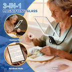 Large Hands-Free Magnifying Glass with 50 Ultra-Bright LED Light, Lightweight Lighted Neck Page Magnifier for Reading Books, Sewing, Knitting, Cross Stitch & Crafts for Close Work for Seniors