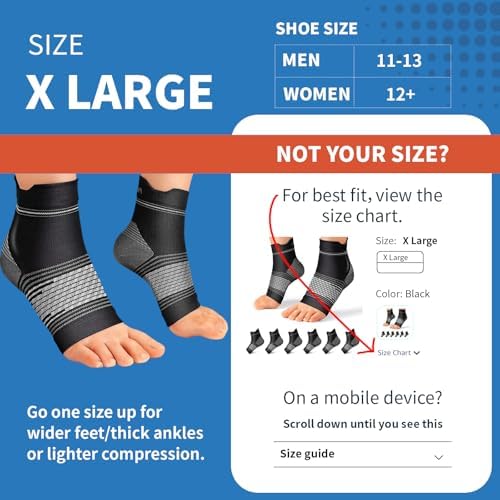 6 Pairs Plantar Fasciitis Socks for Men & Women, Ankle Brace Compression Socks with Arch Support for Achilles Tendonitis, Heel Pain, Swelling & Arthritis Relief, Black, X-Large