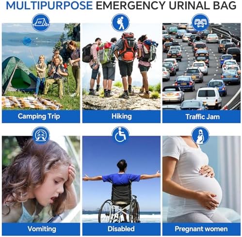Urine Bag, 12PCS Disposable Pee Bags for Travel for Women Men, 900ML Emergency Urinal Bag and Vomit Bag, 2026 Spring Unisex Urinal Bags for Camping, Hiking, Traffic Jams, Pregnant, Patient