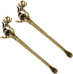 2 Pcs/Set Guanyin Hand Flower Ear Spoon Retro Ear Pick Portable Ear Waxed Tool Women And Men