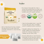 Organic Chamomile Tea Bags – Chamomile Herbal Tea – Caffeine Free Relaxation & Calm Tea – 100 Plant-Based Tea Bags – USDA Organic – Tealise