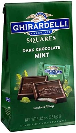 Ghirardelli Dark Chocolate Mint Squares, 5.32 Oz Bags (Pack of 6) - Individually Wrapped Gourmet Chocolate Candy
