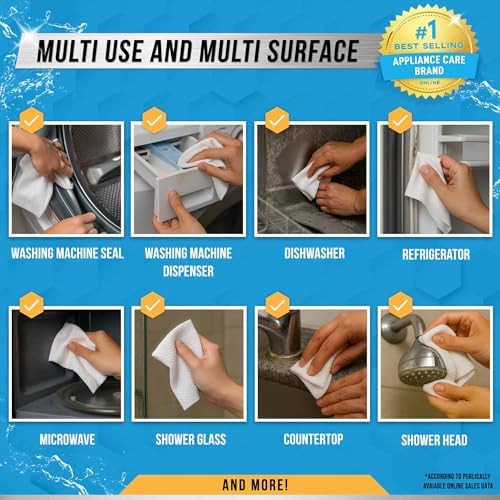 ACTIVE Home Appliance Surface Cleaner Wipes Heavy Duty Wipe for Cleaning Washing Machine, Dryer Stainless Steel Refrigerator, Glass Cooktop, Microwave, Dishwasher, Counter, Tile - 24 Large Wipes