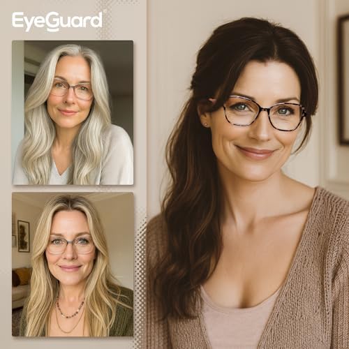 EYEGUARD Stylish Reading Glasses for Women Blue Light Blocking Readers with Spring Hinge Computer Eyeglasses