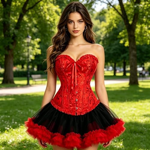 Corset Tops for Women,Bustier Shapewear Lingerie,Lace Tied Renaissance Overbust Corset Push Up Bodysuit