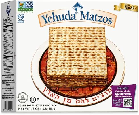 Yehuda Passover Matzo, 1lb | Crispy Matzo Crackers | Traditional Unleavened Bread | Kosher for Passover