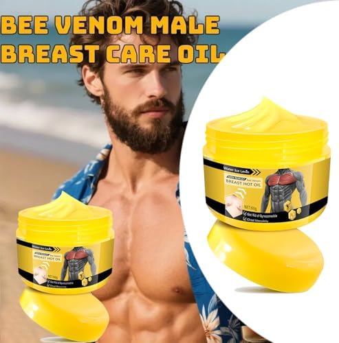 2PCS Bee Venom Gynecomastia Oil, Bee Venom Gynecomastia Cream, 2025 New Chest Muscles Bee Venom Oil,Strengthen The Chest Muscles 50G*2