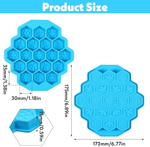 Versatile Honey Comb Silicone Mold, 19 Cavity Bee Silicone Mold for Baking, Reusable Non-Stick Gummy Molds for Candy, Chocolate, Jelly, Ice Cube