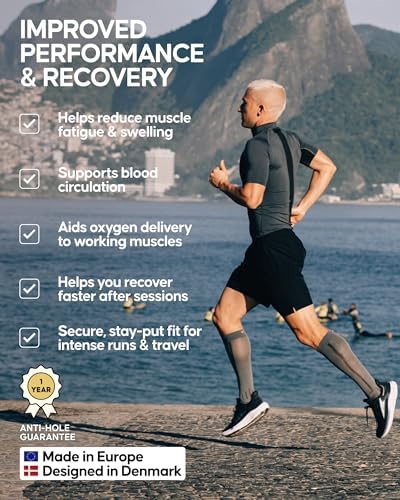DANISH ENDURANCE 1 & 2 Pack Compression Socks 21–26 mmHg, Graduated Running & Travel, for Men & Women, Circulation Support