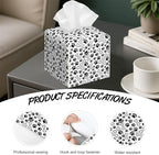 Animal Paws Tissue Box Cover,Dog Bones PU Leather Tissue Box Holder Square,Modern Home Decoration for Bathroom Living Room Kitchen Office Car,5.2"×5.2"×5.2"