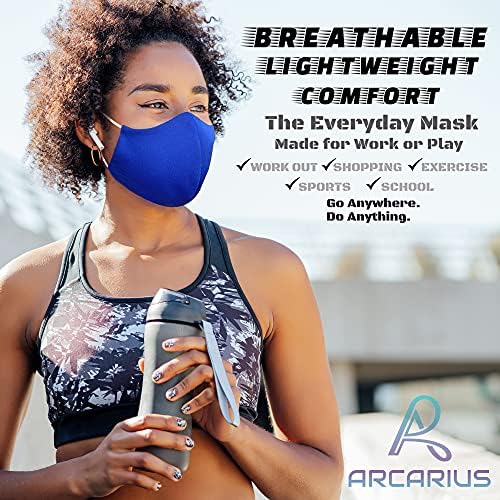 Arcarius Reusable Protective Face Mask, Washable with Adjustable Ear Straps, Breathable Comfort for Adult, Teen, Big Kid, USA