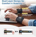 HiRui 2 Pack Wrist Compression Straps – Dual‑Layer Wrist Brace for Pain Relief & Support, Tendonitis, Carpal Tunnel, Arthritis – Adjustable Wrist Wraps for Fitness, Workouts & Everyday Use (Black)