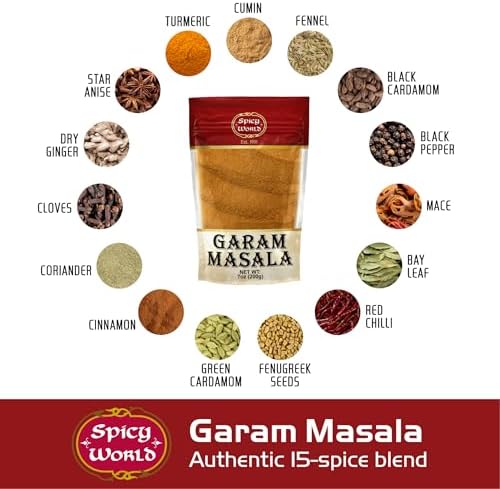 Spicy World Garam Masala Powder 7-Ounce (15 Premium Spice Blend) | Salt Free, Vegan | Indian Origin | Garam Masala Spice Powder