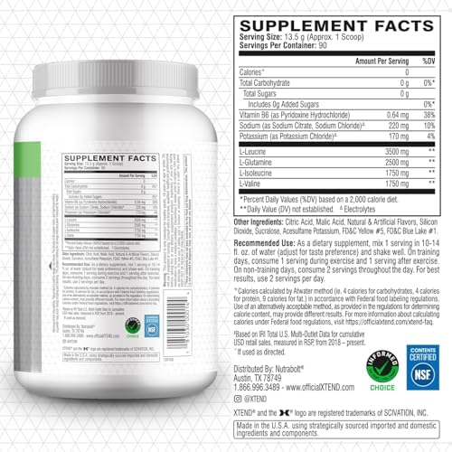 Scivation Xtend XTEND Original BCAA Powder 7g BCAA and 2.5g L-Glutamine, Sugar Free Post Workout Muscle Recovery Drink with Amino Acids for Men & Women, 90 Servings