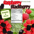 SweetGourmet Blackberry and Raspberry Gummy Candy with Nonpareils, Chewy Berry Shaped Treats, Red and Black, 2 Pound Bag