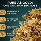 Raw Irish Sea Moss - 2oz | Organic Wildcrafted Gold Seamoss | Makes 35oz Gel | Vegan, Non-GMO, Gluten-Free | Dried Sea Moss for Skin, Hair, Digestion, Smoothies, Natural Superfood