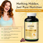 Sunflower Lecithin 2400mg 90 Softgels Rich in Phosphatidyl Choline, Non-GMO, Soy Free, Gluten Free Supplement Nervous System Support