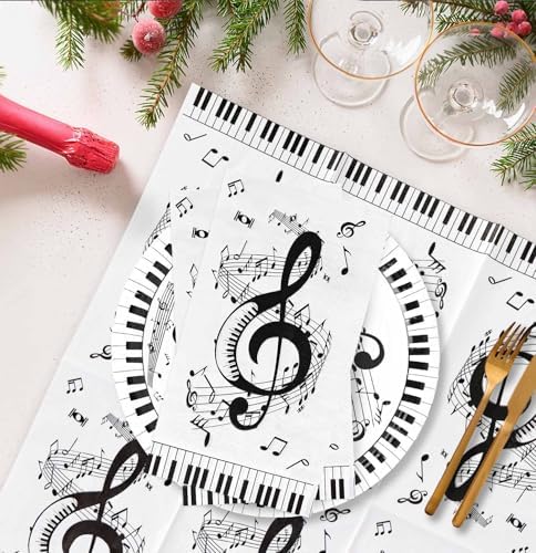 SietDESEO 50 Pieces 3-ply Music Note Napkins 13 x 15.7 Inch Guest Bathroom Napkins Disposable Hand Towels for Bathroom Wedding Birthday Music Themed Party Paper Dinner Napkin
