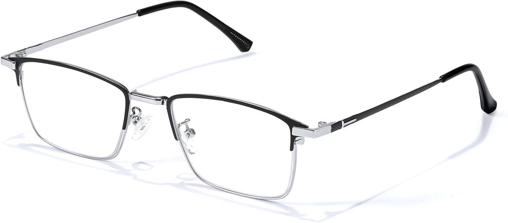VIEWBETTER Titanium Frame Reading Glasses with Smoky Quartz Lenses - Natural Crystal Stone/Clear Real Glass R2222