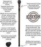 Asterom Handmade Walking Stick for Men - Solid Hardwood Carved Cane with Unique Paracord Skull Strap (Nutcracker)