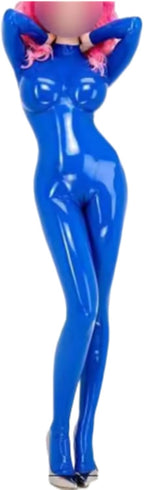 100% Latex Pure Blue Sport Catsuit Chest Cosplay Bodysuit Skin Friendly Jumpsuit